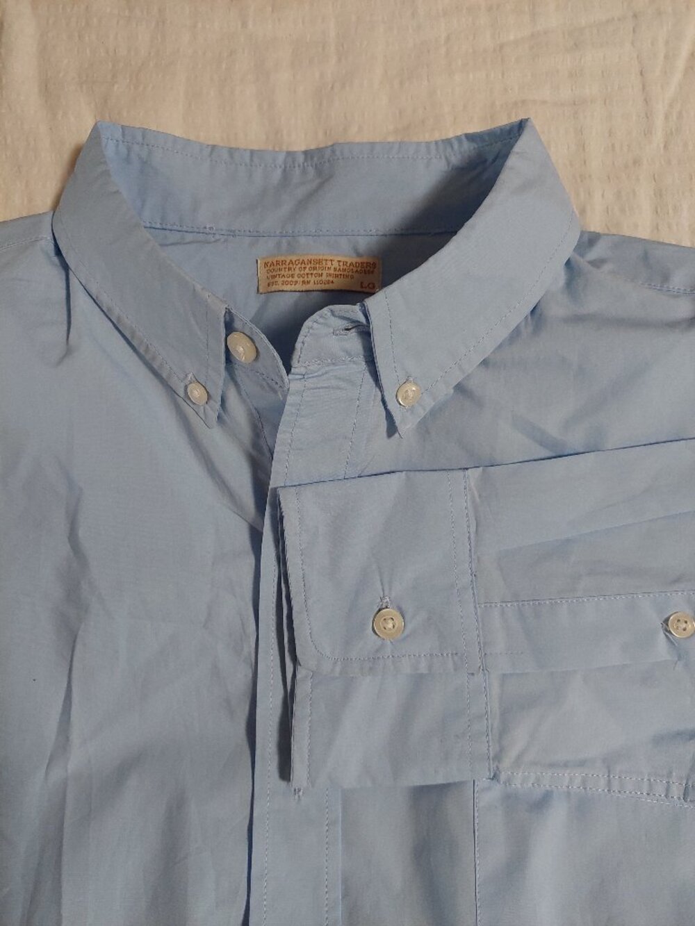 Narragansett Traders Men's Size large Shirt Vintage Cotton Light Blue